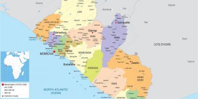 Hartă a desena harta politică din Liberia